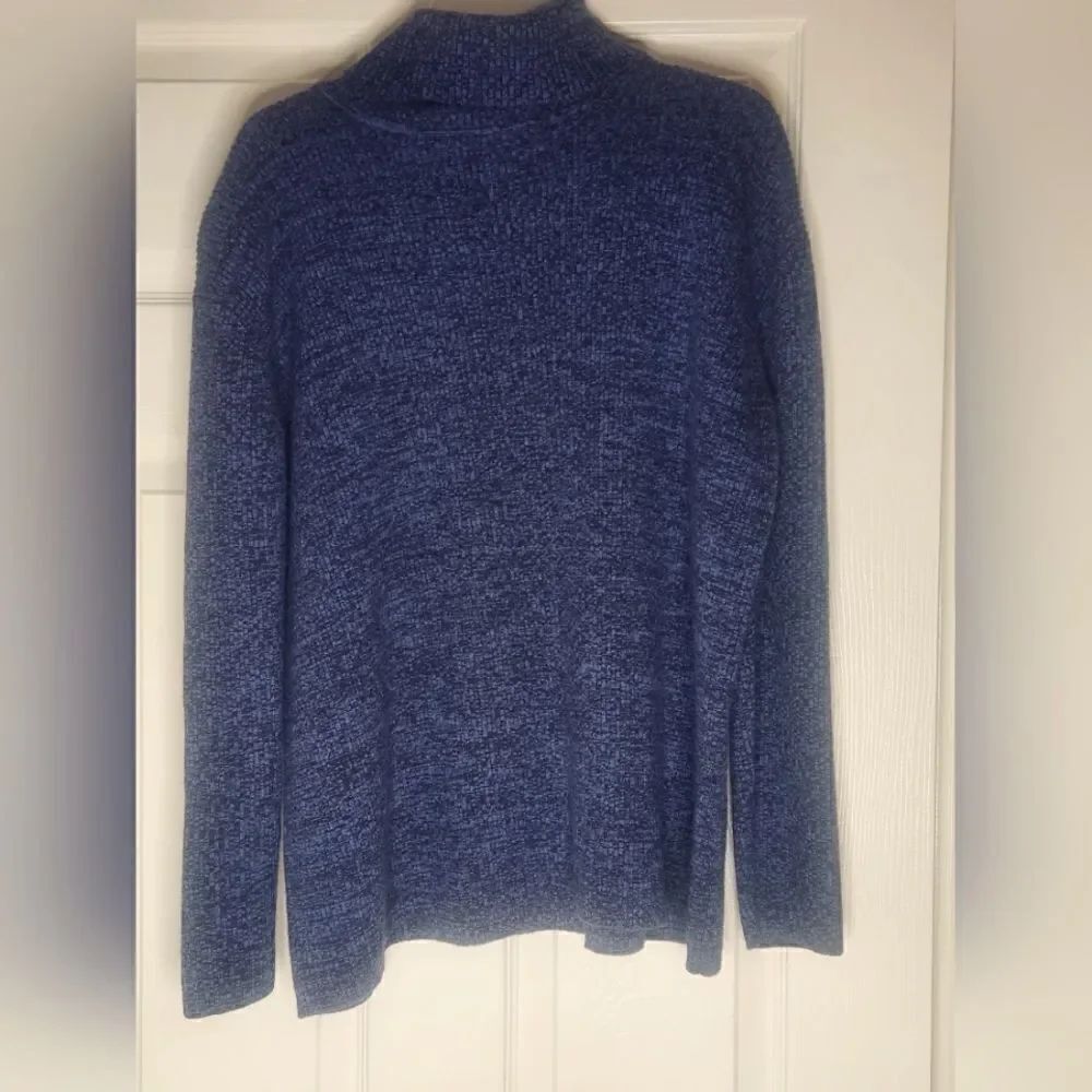 Modern Soul 1X MelangeBlue Lngslv Turtleneck 100% WOOL RibedKnit Women’s Sweater